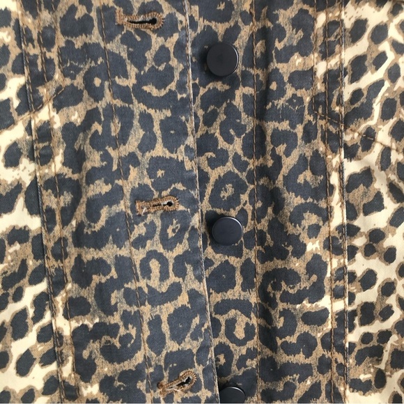 ATM Anthony Thomas Melillo Size Small Leopard-Print Button-Front Denim Jacket - Picture 4 of 11